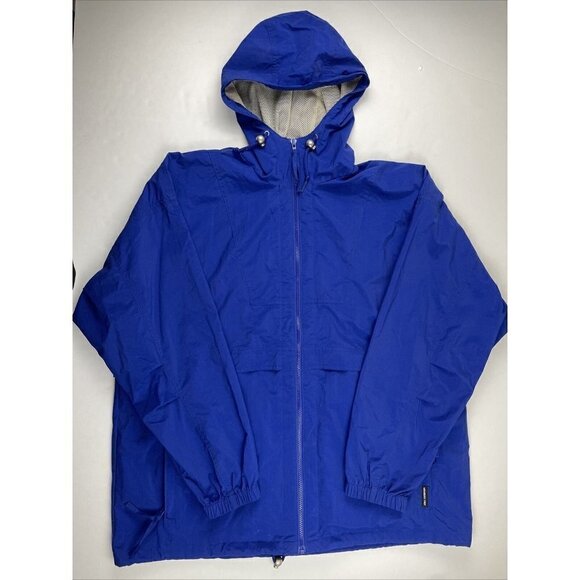 Members Only Hooded Windbreaker Jacket Men’s L Vented Mesh Lined Full Zip Blue - Picture 2 of 12